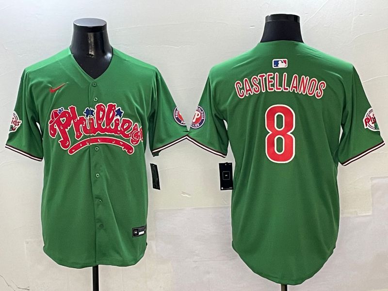 Men Philadelphia Phillies #8 Castellanos Green Fourth generation Joint Name Nike 2025 MLB Jersey style 1->philadelphia phillies->MLB Jersey